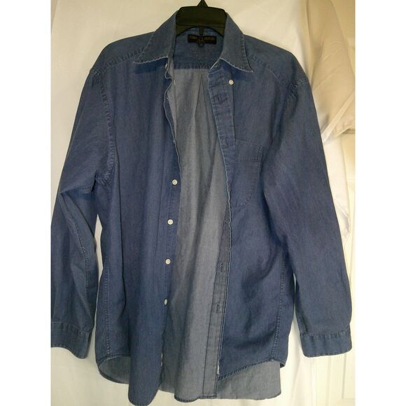 Vintage Tommy Hilfiger Golf Classic Denim Button-Down Shirt‎ Long Sleeve Medium - Picture 1 of 6